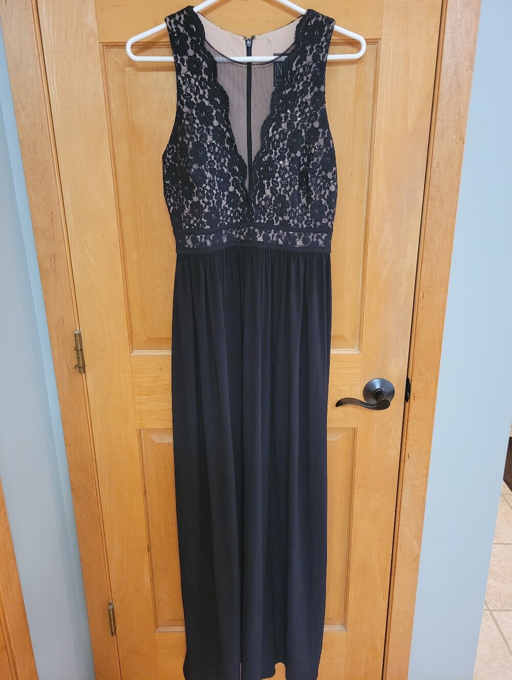 Nightway Black Lace Bodice Maxi Dress